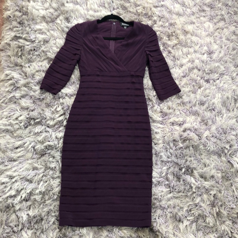 Dark Purple Classy Midi Length Cocktail Dress